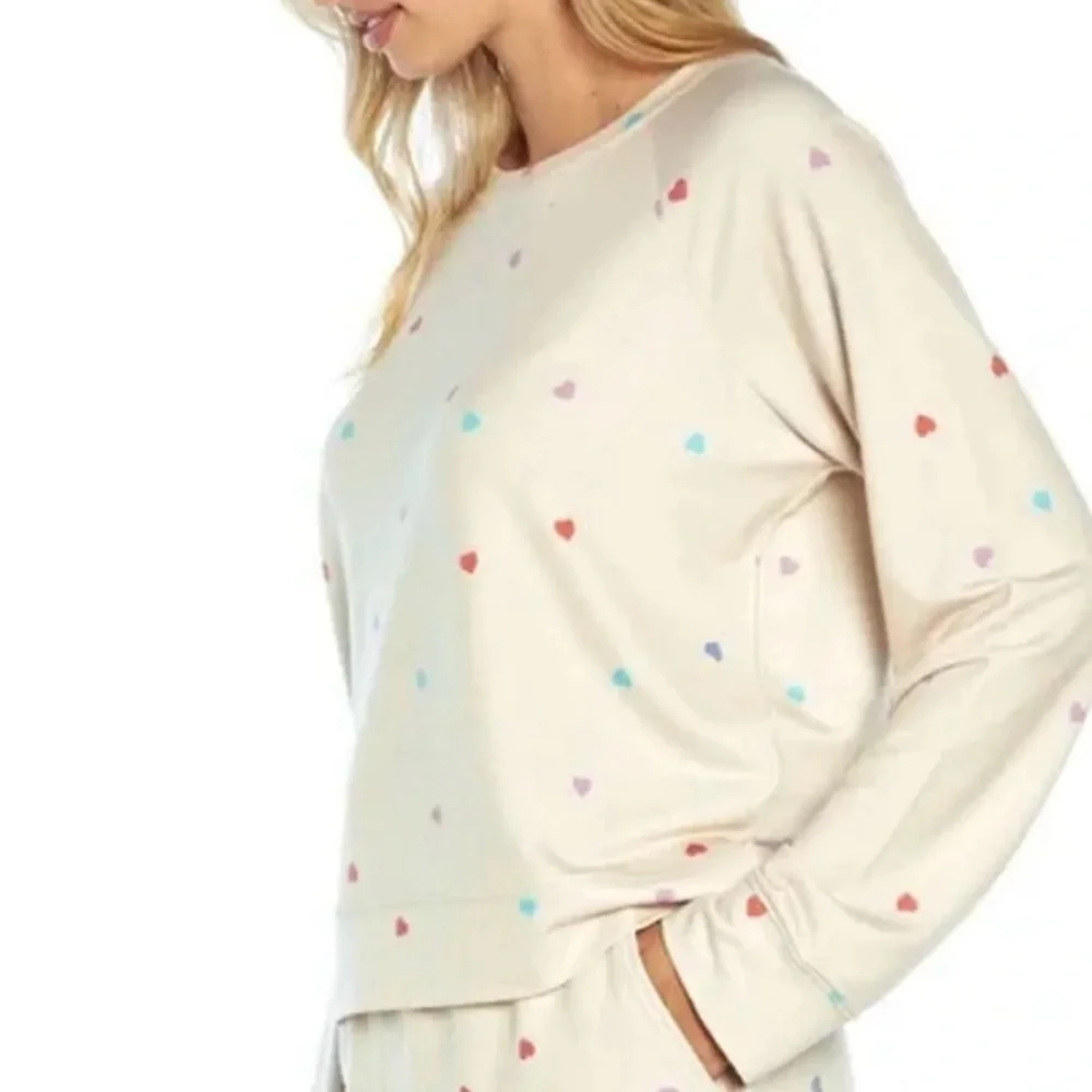 Wildfox pastel Heart print lightweight lounge sweatshirt small - Picture 3 of 5